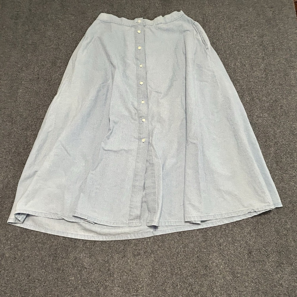 Vintage 90's Talbots button blueโ denim chambray maxi skirt size 8
